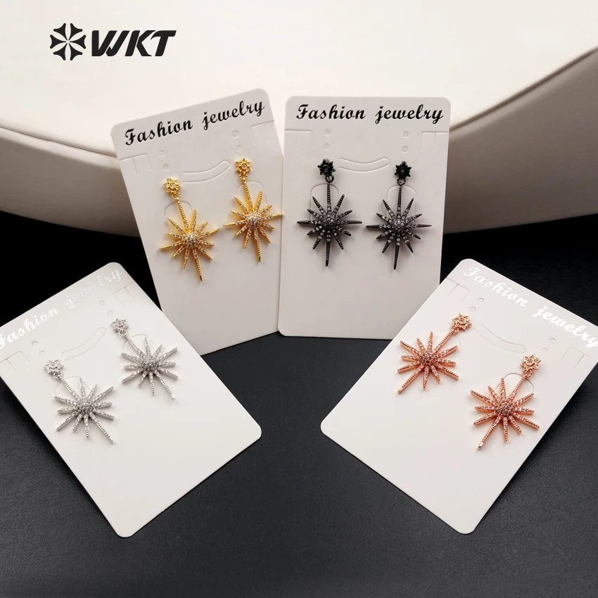 WKT ME008 Fashion Sun Sunflower Earrings Cubic Zircon Micro Pave Glittering CZ For Women Jewelry Wholesale | Украшения и