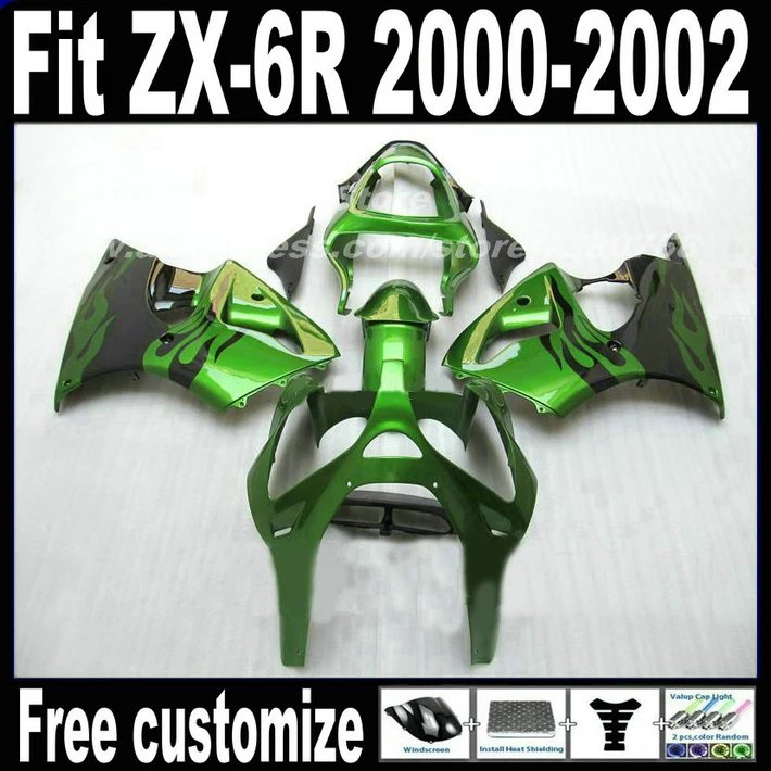 Top Quality Fairing Body Kit For Kawasaki Zx6r 2000 2001 2002 Green