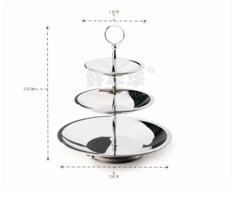 Нержавеющая сталь фруктовая тарелка поднос для гостиной кухни 3 яруса фруктовая чаша послеобеденная закуска к чаю тарелка для торта свадебные вечерние столовые приборы
