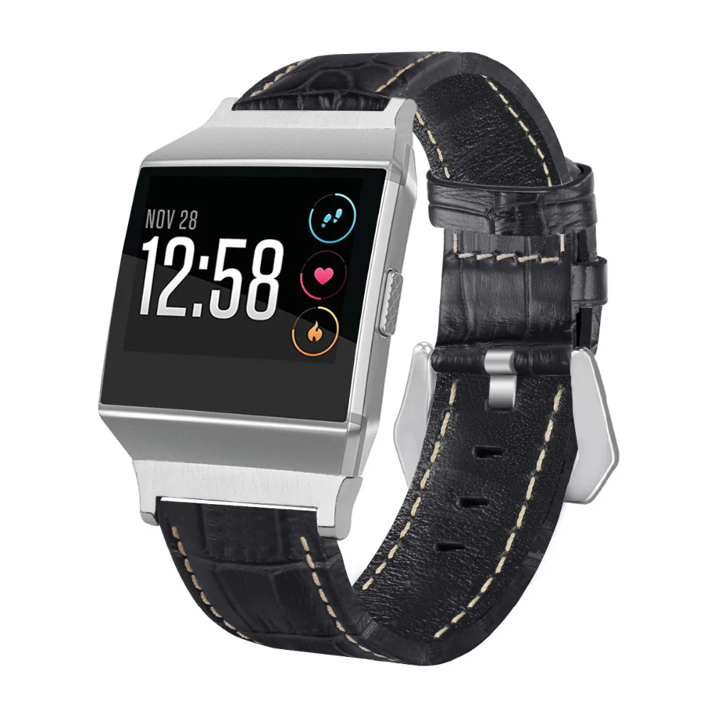

Genuine Leather strap For Fitbit Ionic band watch Bracelet Replacement wristband smartwatch wrist belt Watchband+metal buckle