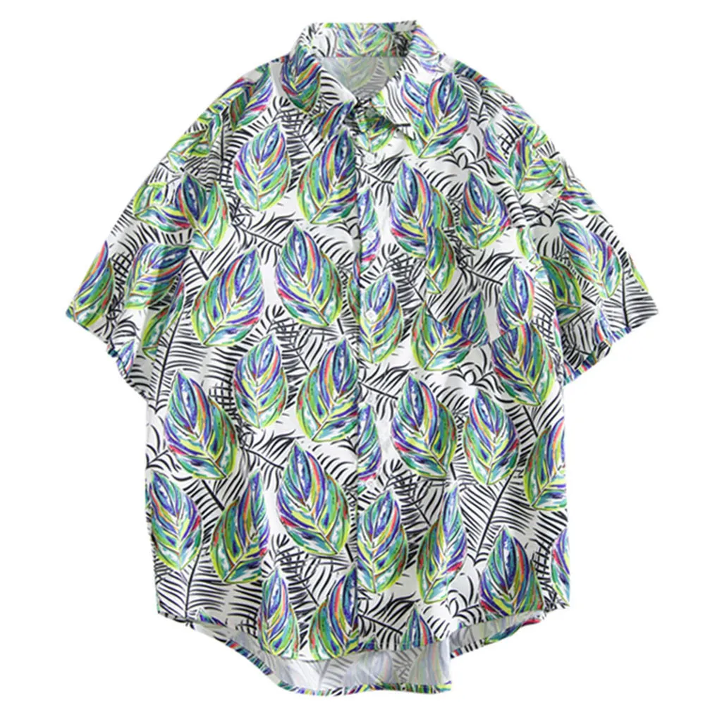 Мужские летние новые модные рубашки baju pria с коротким рукавом, Пляжная рубашка, топы, Свободная Повседневная блузка, мужская рубашка с коротким рукавом