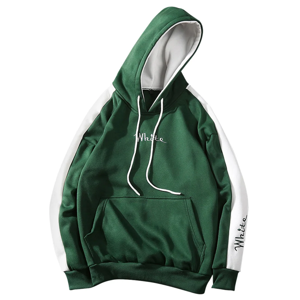 Men Sweatshirt White With Hat Big Pocket Autumn Winter Street Hoodies