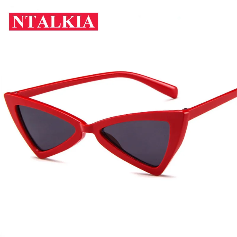 Vintage Triangle Sunglasses Women Cat Eye Red Sun Glasses Female Retro Butterfly Cat Eyeglasses Ladies Brand Designer
