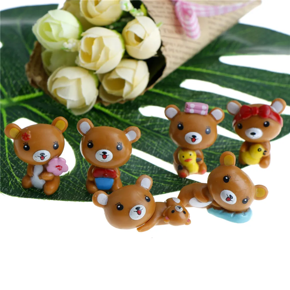 Cute Animal Craft Bears Every Shapes Moss Micro Landscape Fairy Garden Miniature Terrarium Miniature Figurine Bonsai 2pcs/pack