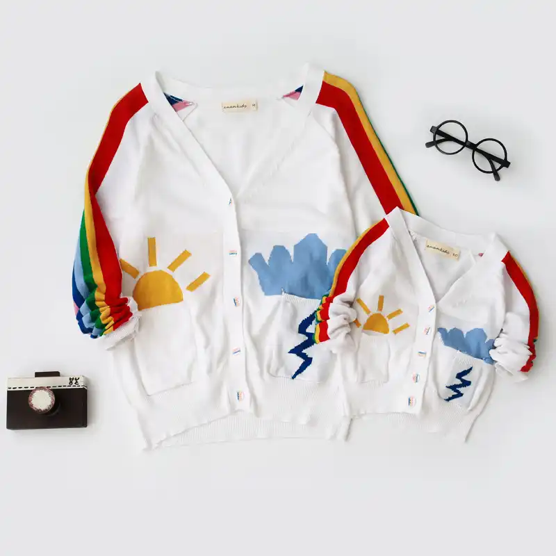 mom and daughter matching cardigans