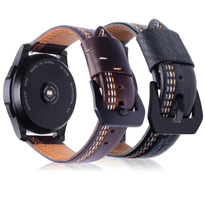 22 мм кожи для samsung Шестерни S3 классический Frontier galaxy watch 46 группа pebble времени ticwatch 1