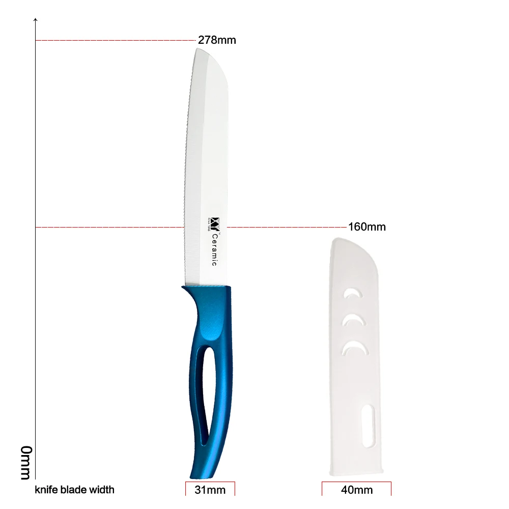 XYj кухонные инструменты 6 дюймов зубчатый керамический кухонный нож для хлеба острое лезвие четыре цвета полый кухонный нож керамический нож