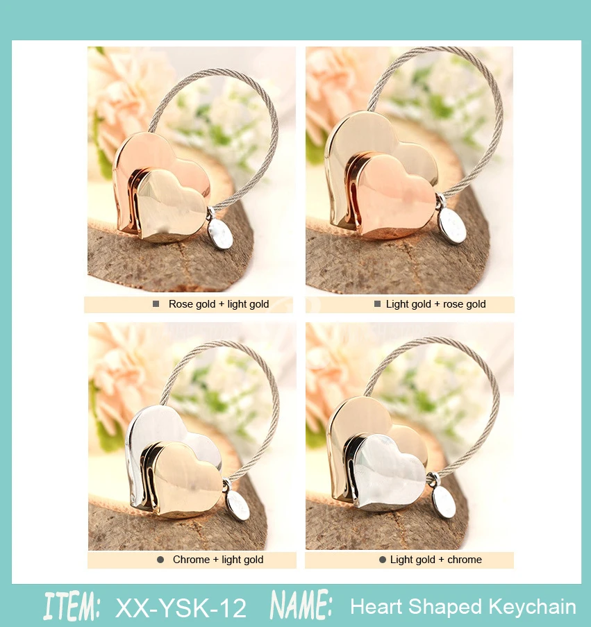 

2pcs Milesi Double Heart Shaped Keychain Trinket Lovely Key Holder Innovative Items Bag Pendant Novelty Gift For Girl Gift