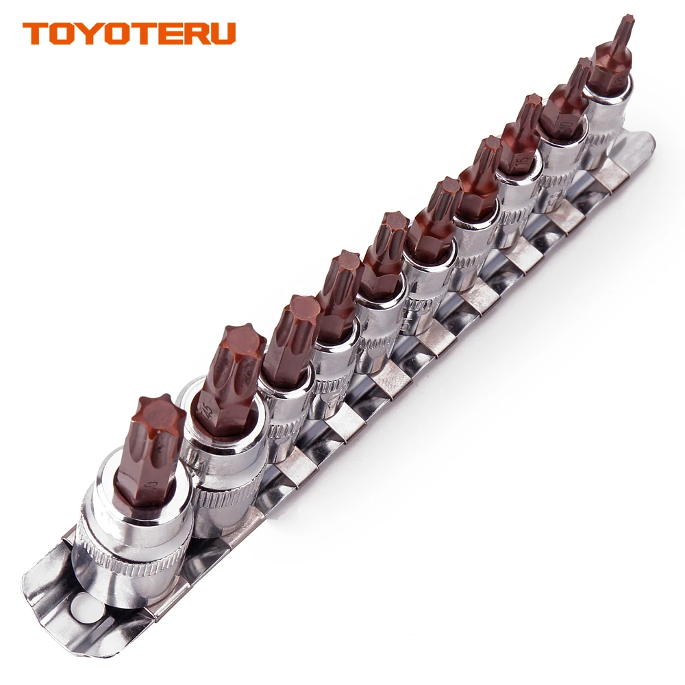 Topyoteru 10 шт. Torx Бит CR-V разъем 1/" 3/8" звездных S2 бит T8 T10 T15 T20 T25 T27 T30 T40 T45 T50 S2 Биты