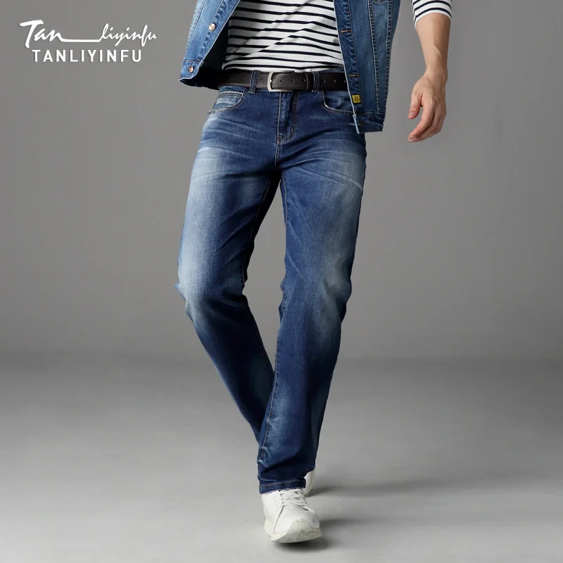

Tanliyinfu autumn summer new fashion high-quality blue men's jeans cotton 98% - Lycra 2%, man trousers Elastic denim pants 1029