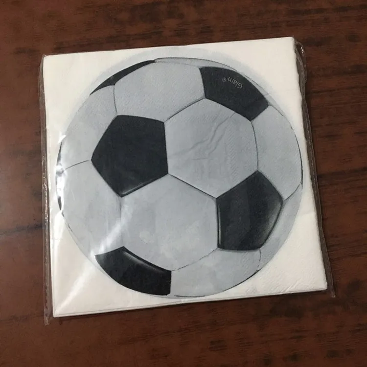 

20PCS White Black Printed Football Soccer Napkins Towels For Kids Boys Girls Holiday Birthday Party Decoration Supplies Kids Fav
