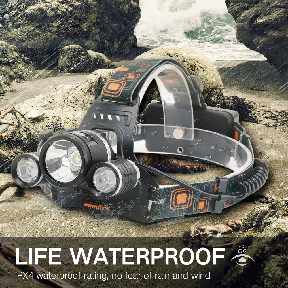 BORUiT XML L2 LED Headlamp Flashlight 4 Modes Lantern Rechargeable Headlight Portable Camping Hunting Head Torch Light 18650 11 (3)