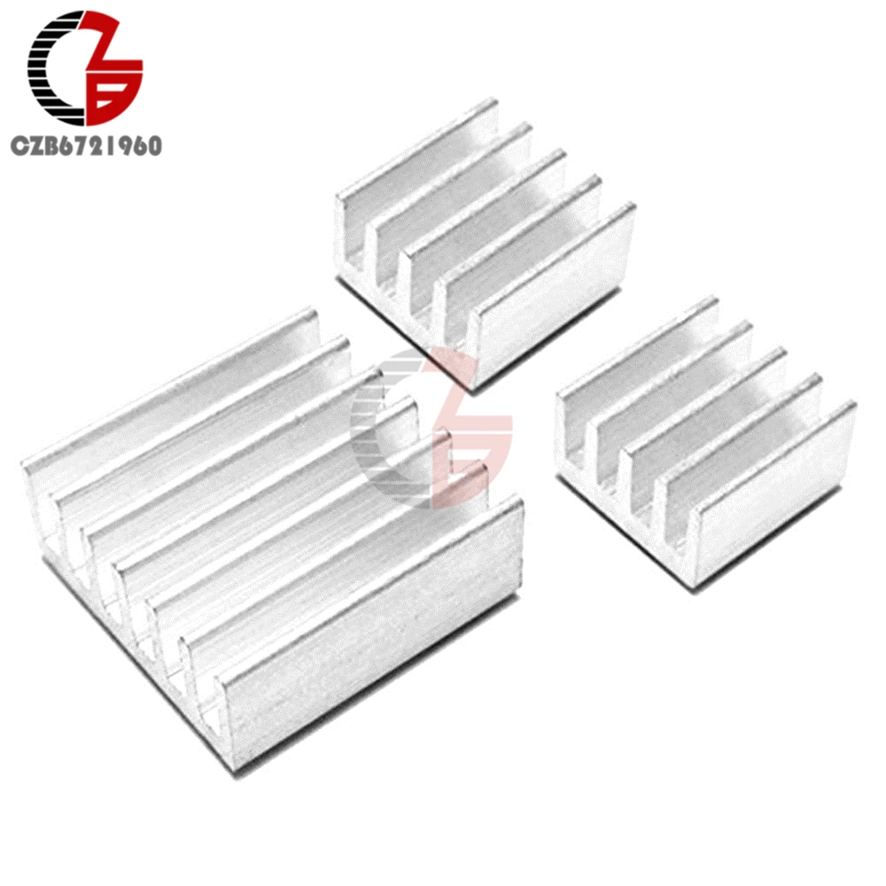 

10Sets 3pcs/set One Set Aluminum Heatsink Cooler Adhesive Kit for Raspberry Pi Cooling