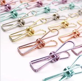 

1pcs Creative color metal hollow fish tail clip Retro storage hand dollar bill clamp long tail clip