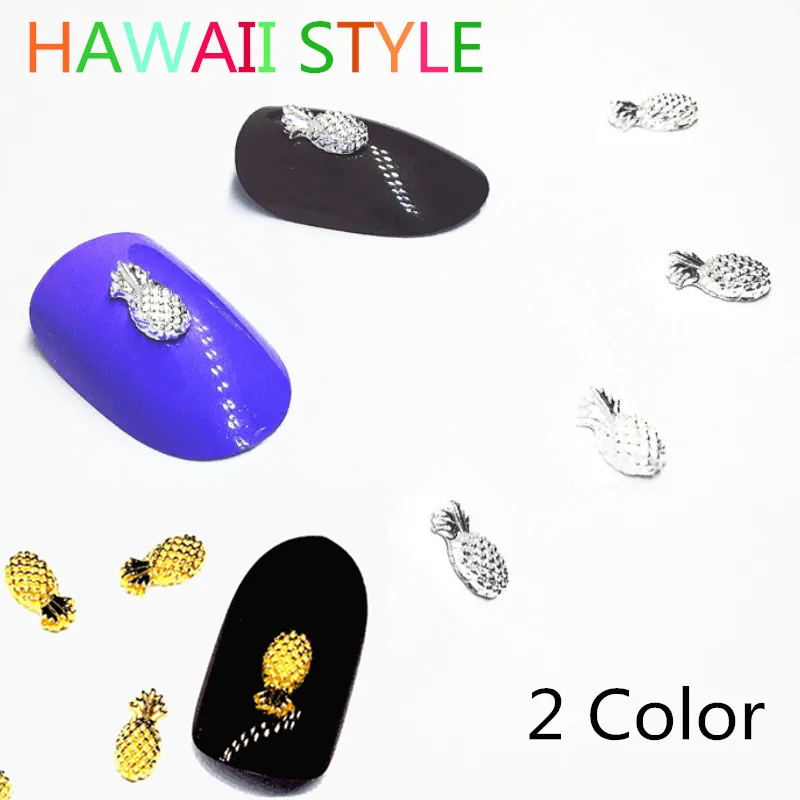 

30Pcs Gold/Silver Pineapple Nailart Decorations Cute Hawaii Nail Accessoires Charms Ananas Pistol Summer Tropical Design 2018
