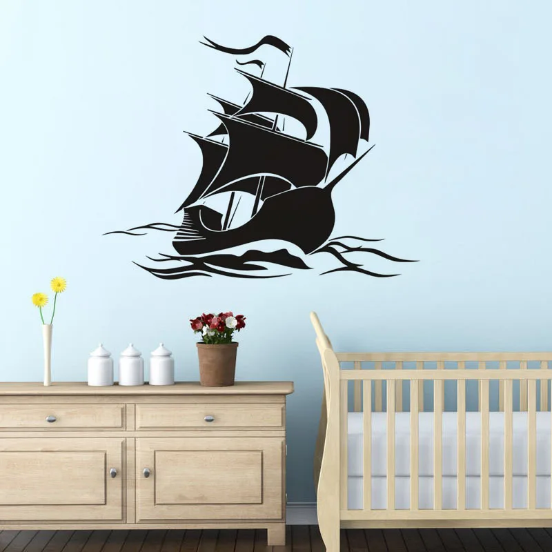 Pirate Ship Wall Stickers Pirate Boat Pattern Cool Wall Decal For Home