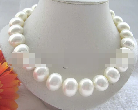 

huij 003454 Beautiful 18" 19mm cream south sea shell pearl necklace - 14k gold filled clasp