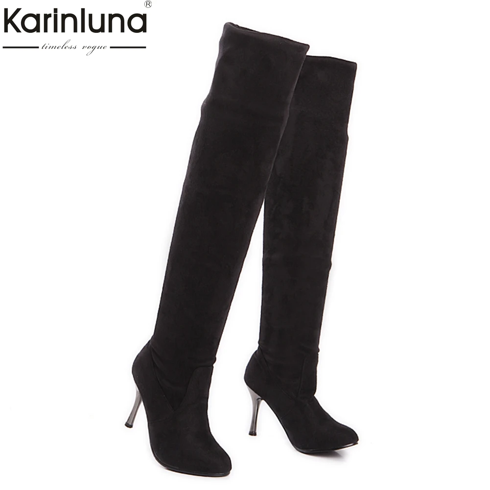 

Karinluna 2018 Large Sizes 34-43 shoes Women Boots Over the Knee High Boots Sexy thin high heels Fashion party lady woman Shoes