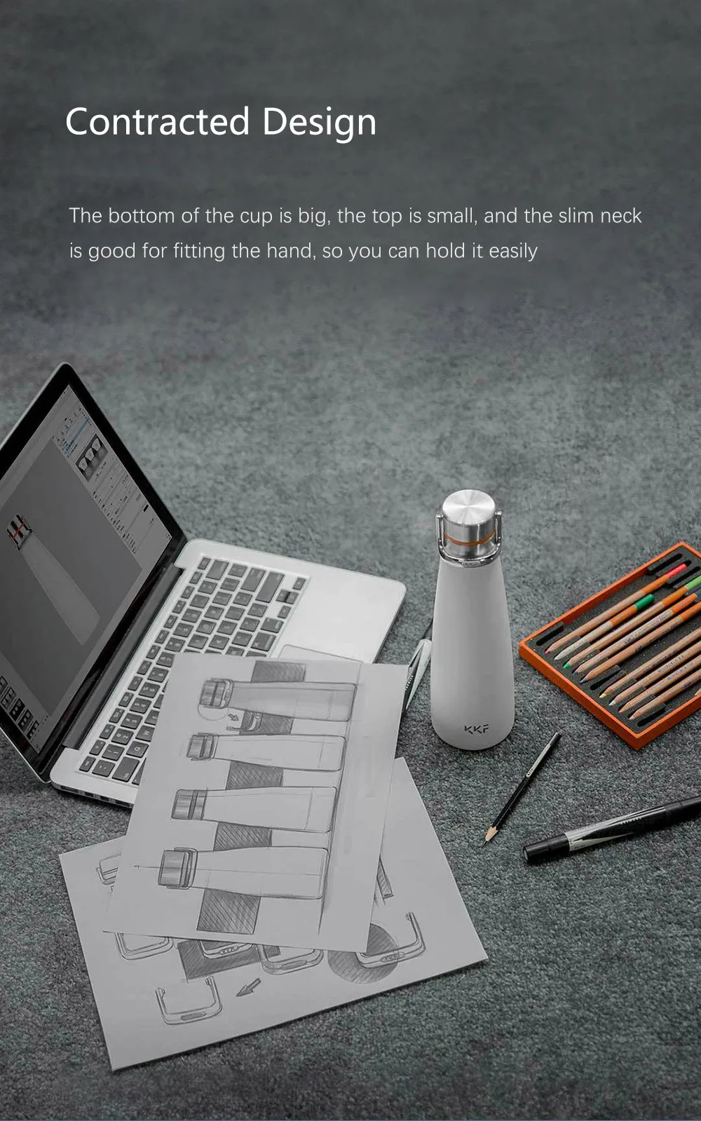 Вакуумная бутылка Xiaomi KKF, термосы с изоляцией 24 h, термос из нержавеющей стали, Спортивная кружка для путешествий, 475 мл, чашка с OLED температурой
