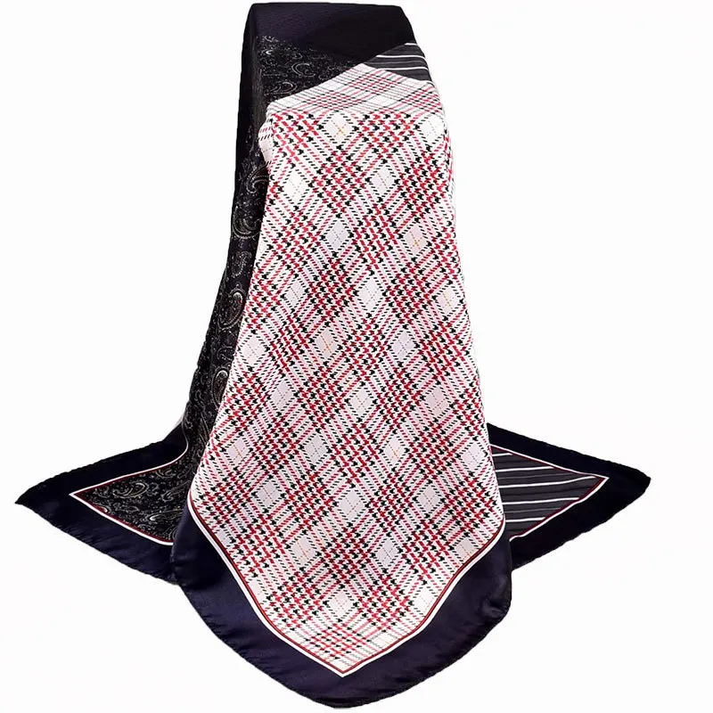 

Fashion Scarves For Women Print Silk Satin Head Scarf Female 90cmx90cm Luxury Brand Square Shawl Large Hijab Scarfs For Ladies