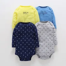 

Baby Girl Boys Rompers 4PCS Newborn Letter Print Rompers 2018 Infant Baby Clothes Long Sleeve Jumpsuits Baby Playsuits