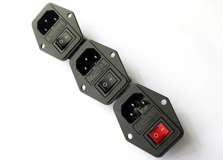 

2017 High quality Black Red AC 250V 10A 3 Terminal Power Socket with Fuse Holder NEW
