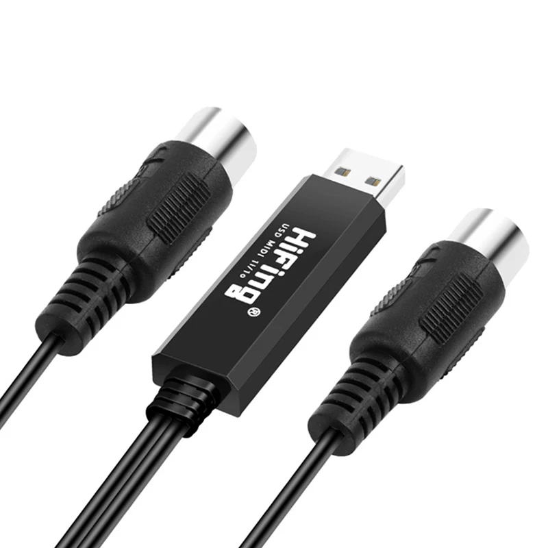 Конвертер/адаптер интерфейса USB IN OUT MIDI с 5 контактным DIN кабелем для