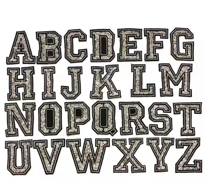 

Letters crytal Patch Alphabet beaded Embroidered Applique Letters Patches