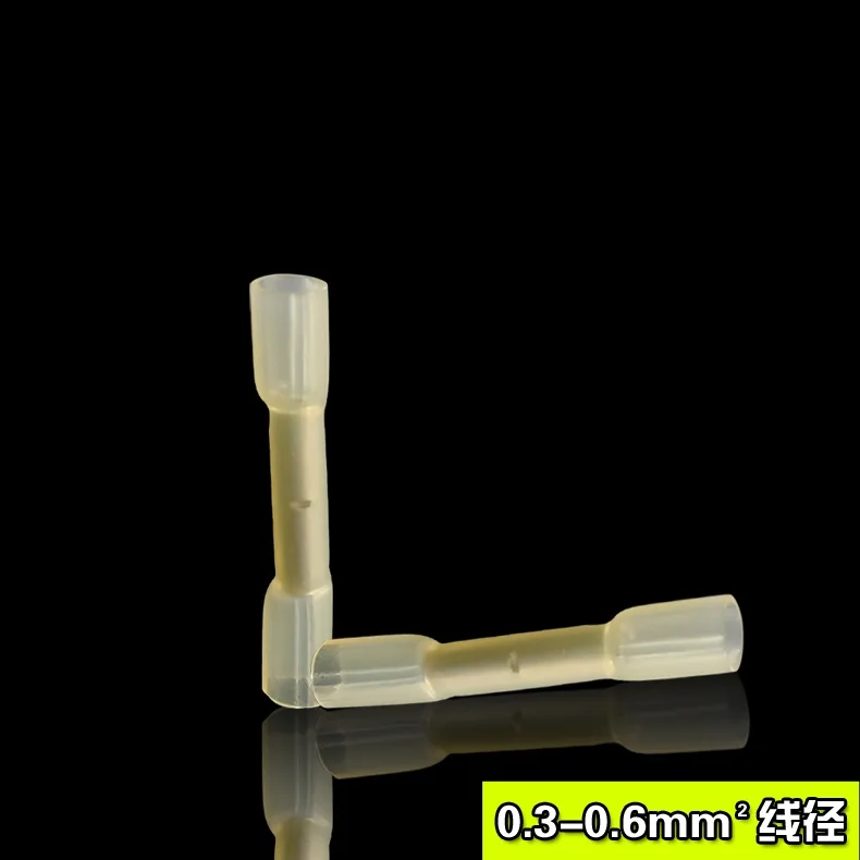 

100PCS BHT0.5 Crimp Terminal Splice butt Heat Shrink Tube Joint Connectors,Cold pressed terminal