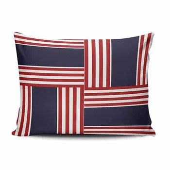 

Home Decoration Design Pillow Case White Stripes Navy Blue and Red Throw Pillowcase Custom Cushion Cover Standard 20X30 Inches O