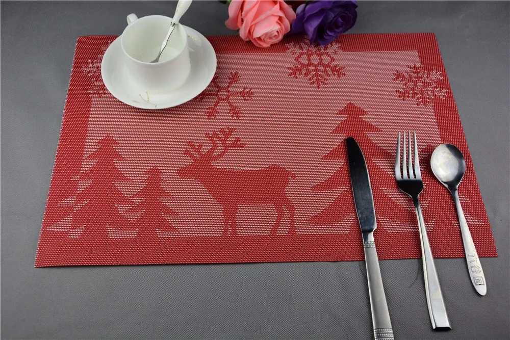 

3 Color PVC Christmas Table Mat Table Placemat Kitchen Dinning Waterproof Table Cloth Pad Mat Free Shipping Table Decoration