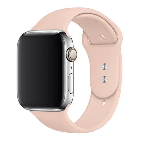 Силиконовый ремешок для спортивных часов для apple watch, ремешок 42 мм, 38 мм, версия apple watch 5/4/3/2/1 браслет для iwatch 44 мм 40 мм резиновый ремешок для часов ремень - Цвет ремешка: 12-Light pink
