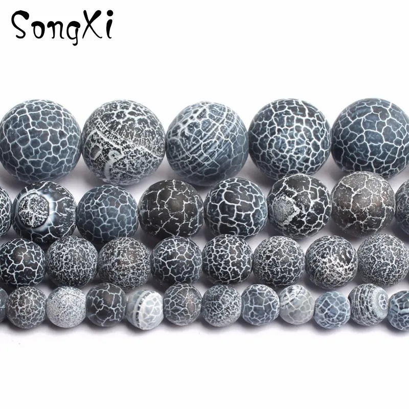 

Wholesale Grey Dull Polish Frosted Agat Round Loose Beads For Jewelry Making 15'' Strand 6 8 10 12MM Fit DIY Necklace Bracelet