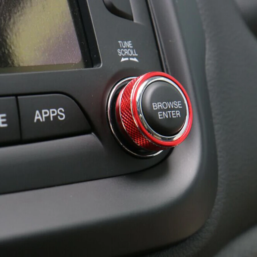 

2PCS Trim Ring Frame Surround Outlet Interior Accessories Aluminium Car CD Volume Tune Knob Ring Sticker For Jeep Renegade 15-16