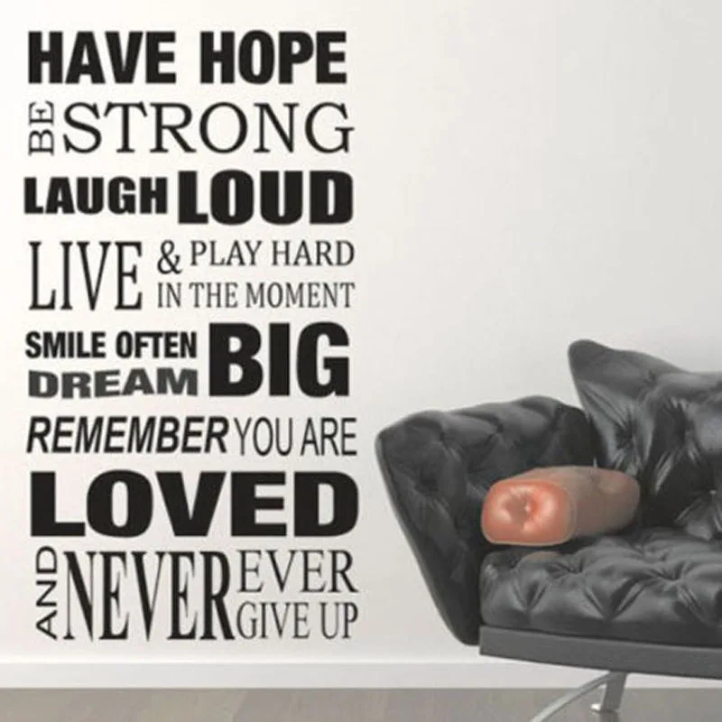 HOPE be strong NEVER GIVE UP-Art Виниловые Вдохновляющие Слова для дома надпись цитата на стену