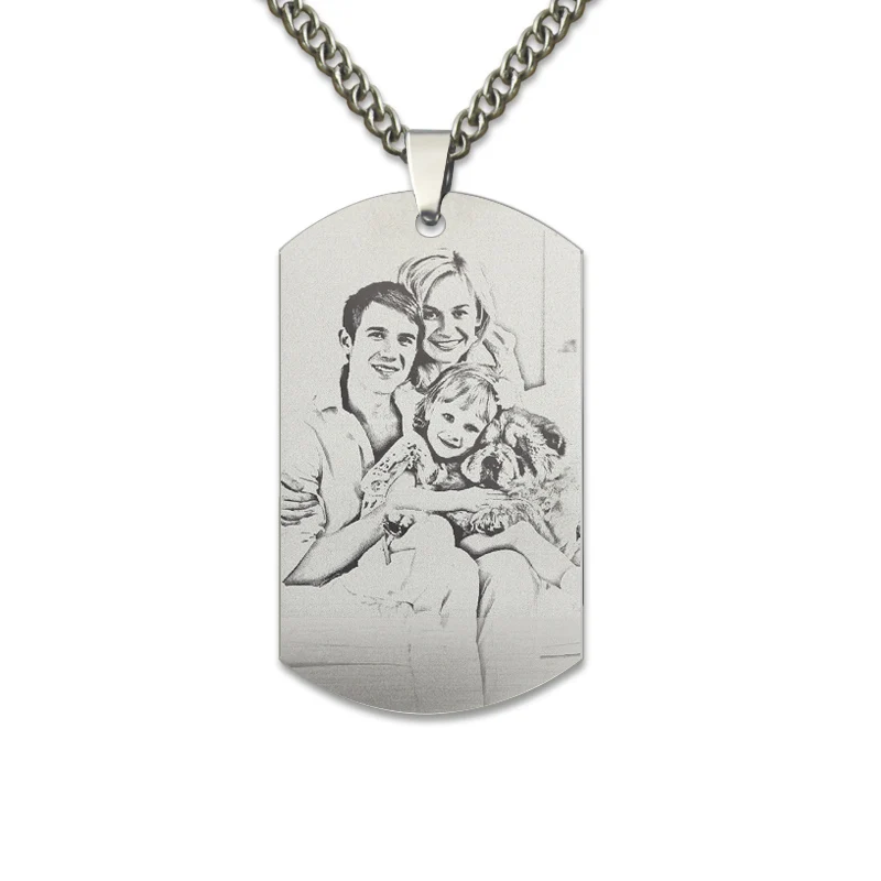 AILIN Dog Tag ожерелье с фото из титановой стали, ожерелье, выгравированное Dog Tag ожерелье, фото подарки для папы