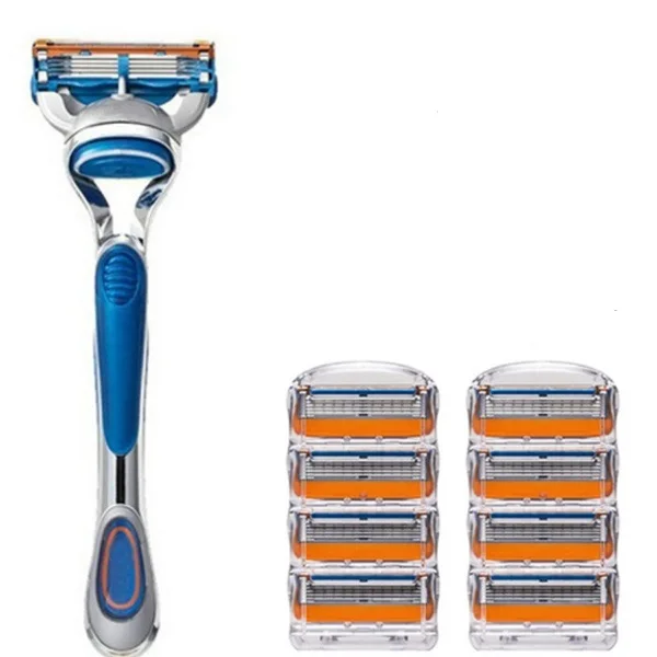 

8pcs Razor Blade+1pcs Holder Men's Shaver Razor Blades 5 Layer Razor Blades Compatible with Gillette Fusione Razor Blade