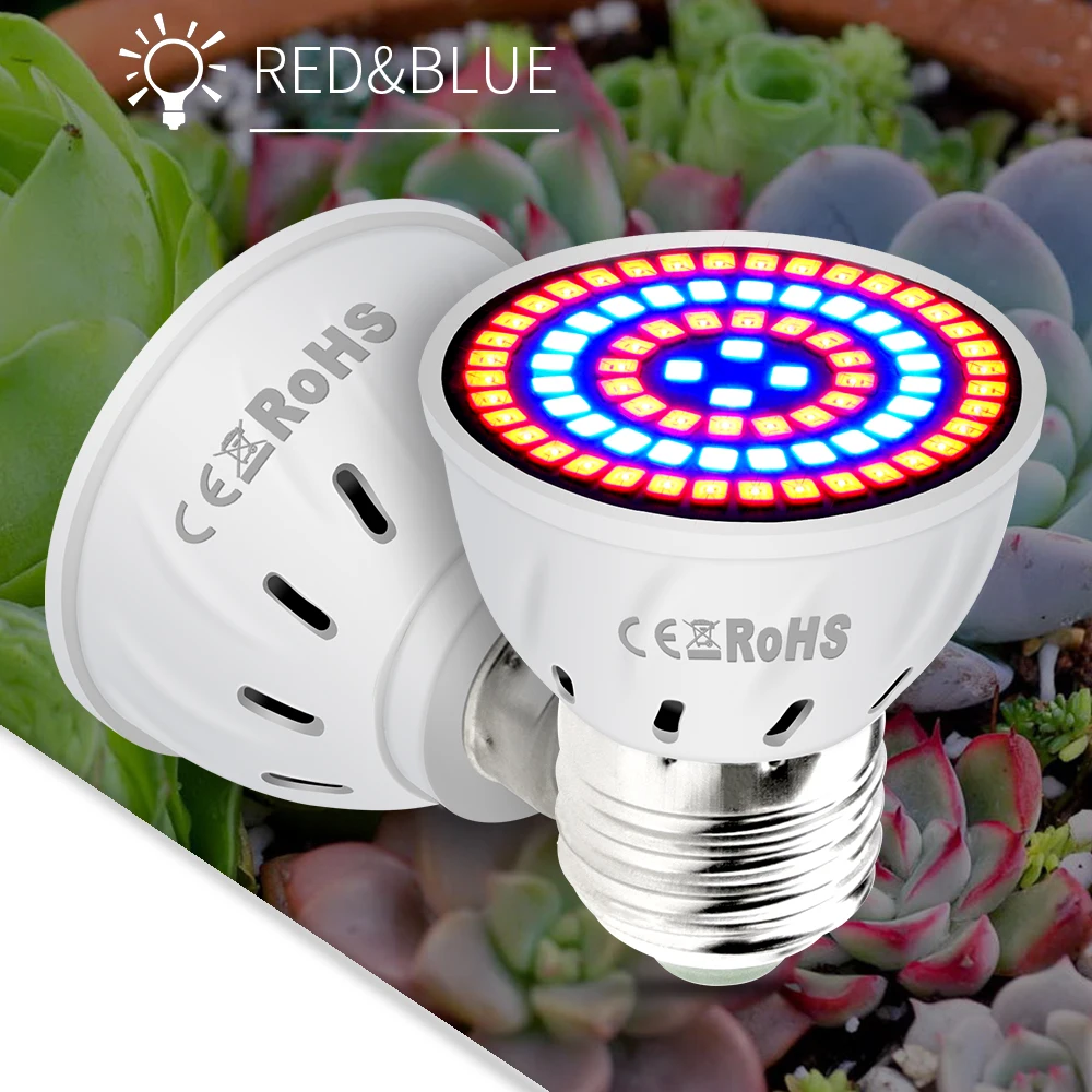 

E27 Led Lamp 220V Plant Light E14 Growth Led Gu10 Phyto Lamp MR16 Full Spectrum Indoor Greenhouse Hydroponic Light 48 60 80leds
