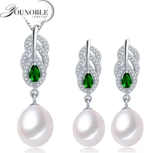 YouNoble Freshwater Pearl Jewelry Set Women,925 silver bridesmaid jewelry set bohemian sapphire best friends birthday gift white