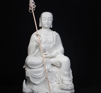 

China Pottery Dehua White Porcelain Tangseng Ksitigarbha Monk Bodhisattva Statue
