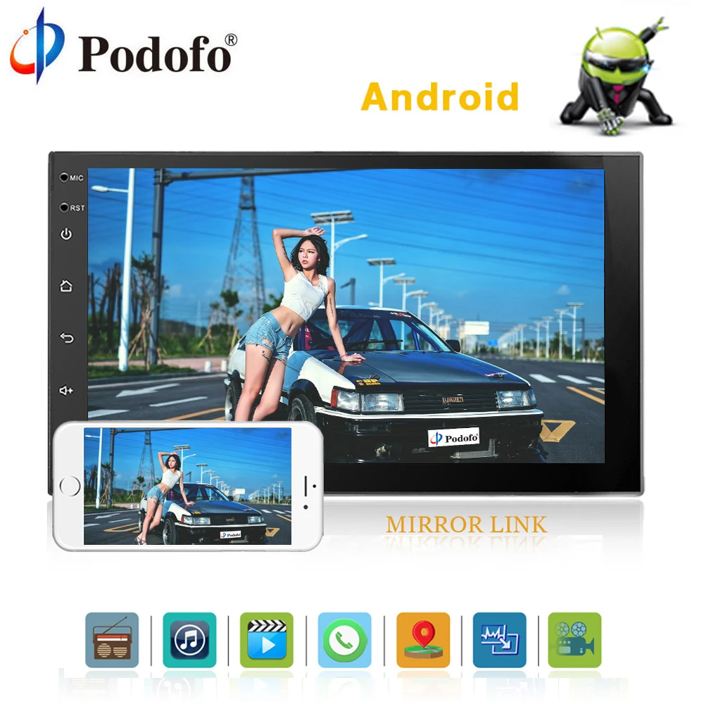 

Podofo 2din Android car radio 7" Bluetooth car audio stereo Audio GPS Navigation Multimedia USB FM Wifi Universal Autoradio DAB+