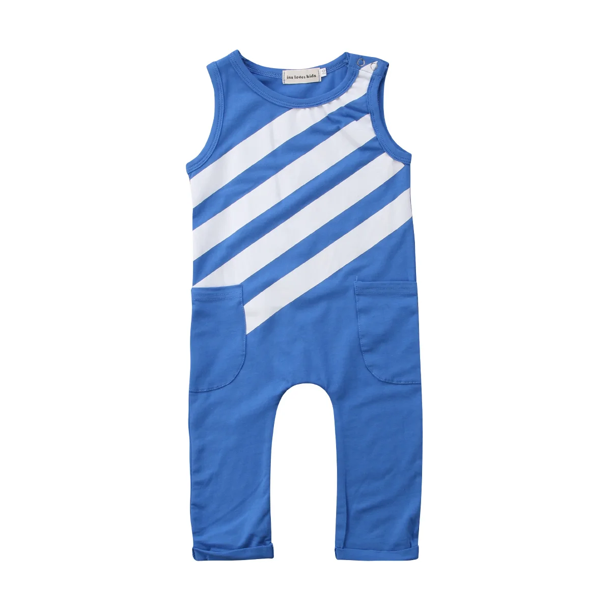 Boys Romper Newborn Baby Boys Stripe Cotton Clothes Sleeveless Blue