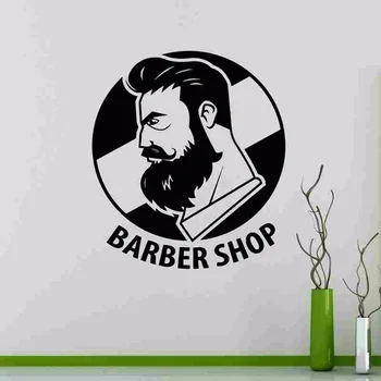 

Free Shipping Man Barber Shop Wall Sticker Name Chop Bread Decal Haircut Posters Vinyl Wall Art Decals Decor Decoration Mural