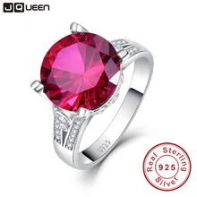 Jqueen lujo 8ct rojo rubí gemas anillo aniversario de boda de las mujeres fijó 925 sterling silver ronda cut mujeres de la alta calidad joyería