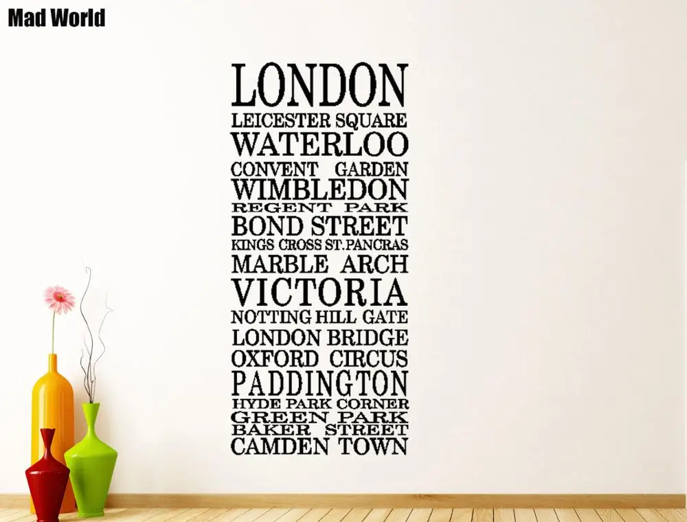 Monde Fou Londres Souvenirs Citations Art Stickers Muraux Sticker Home Bricolage Decoration Amovible Room Decor Stickers Muraux Aliexpress