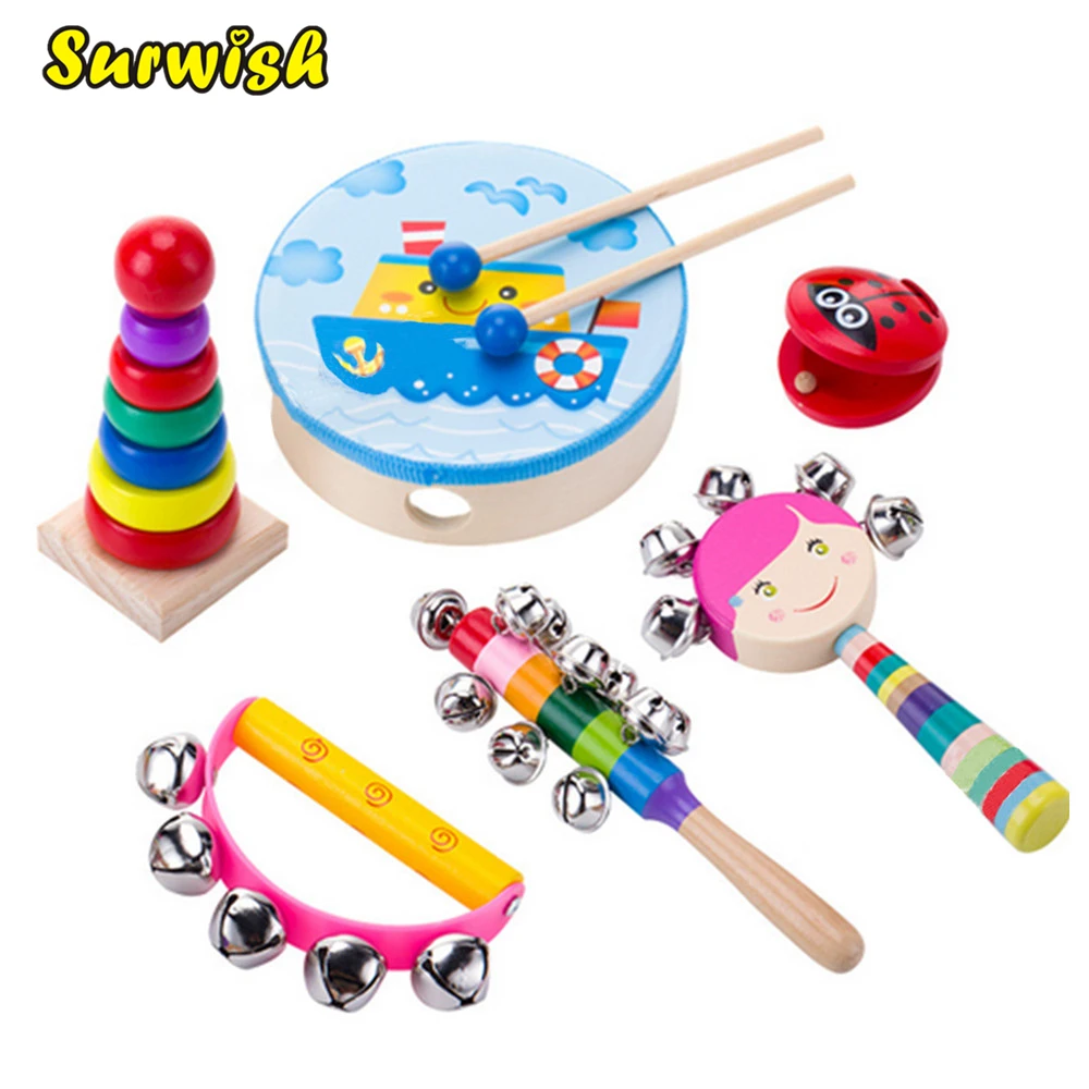 

6Pcs/set Children Wooden Percussion Instrument Kit Kids Music Educational Toy - Color Random