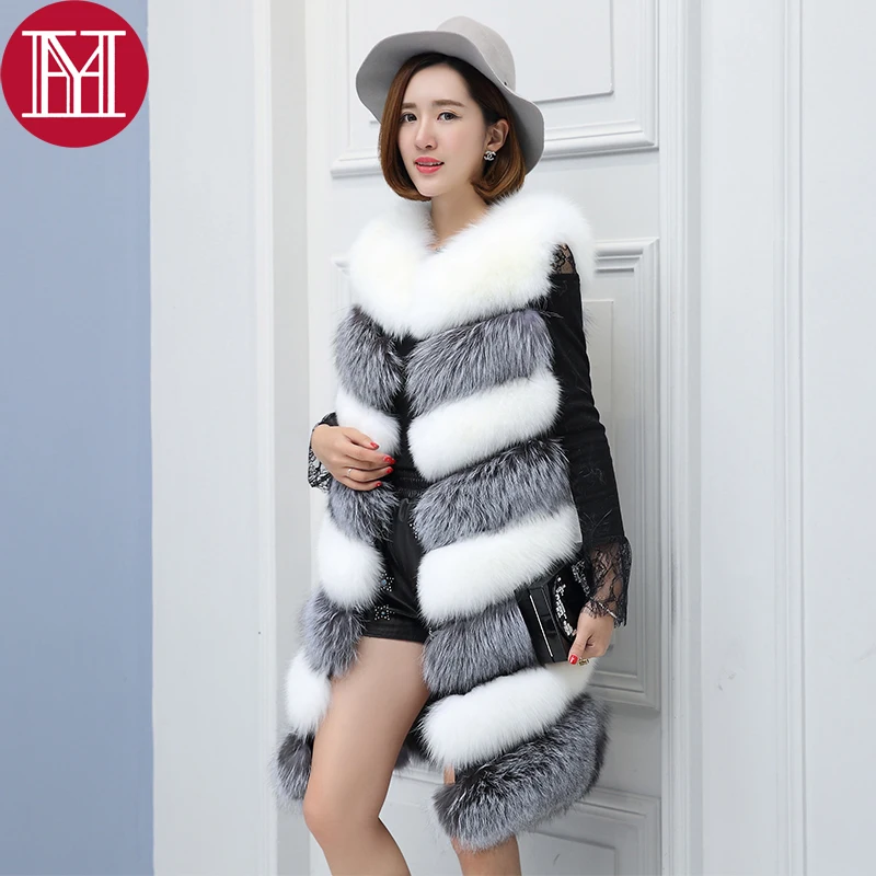 

good quality fashion brand sleeveless coat women winter luxurious long style real fox fur vest 100% real natural fox fur gilet