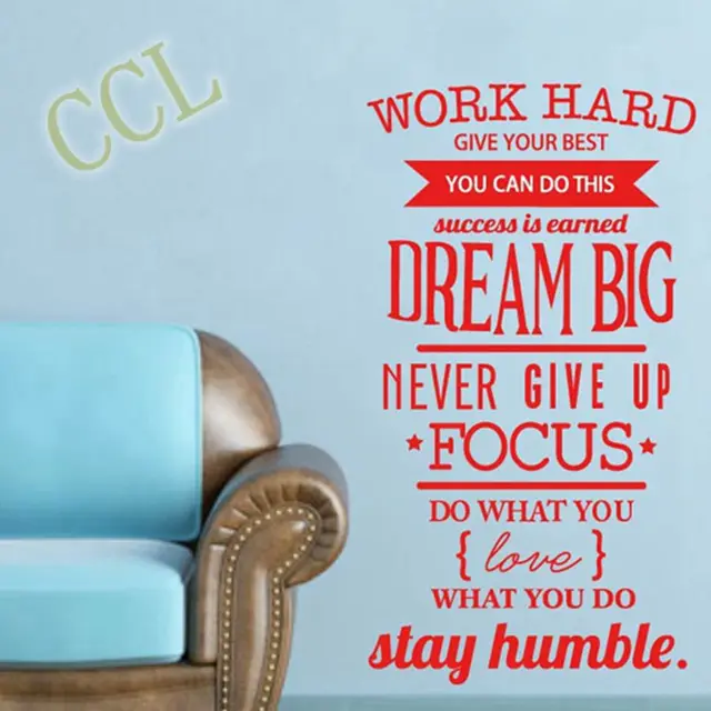 Office Motivational Quotes Wall Sticker Never Give Up Work Hard Vinyl