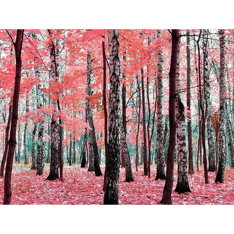 5D DIY full Square/Round Drill diamond painting Cross stitch Pink forest with leaves 3D Rhinestone embroidery Home Mosaic decor | Дом и сад
