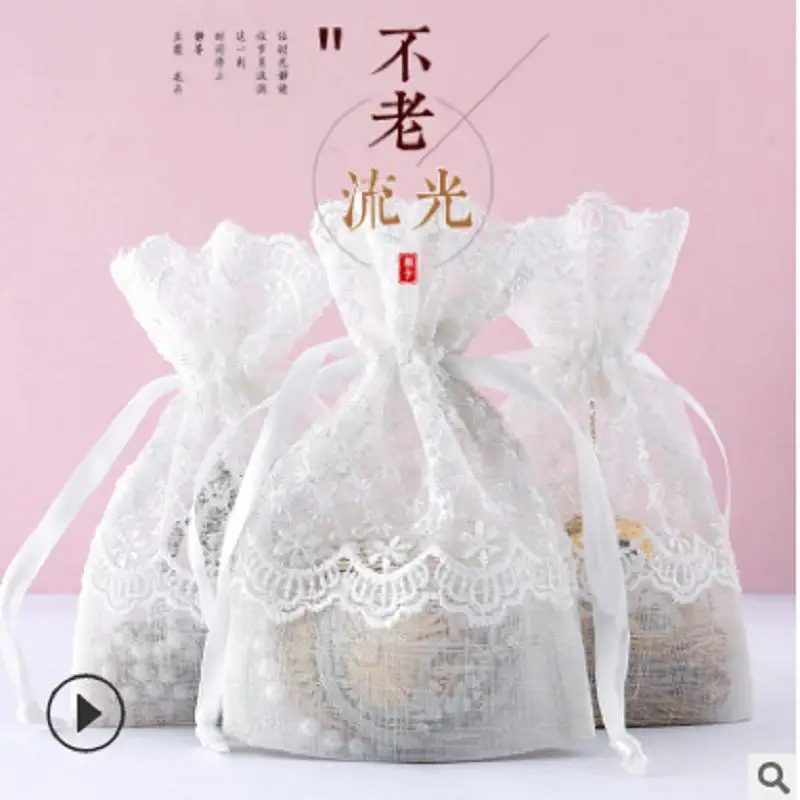 

New creative White Star Lace storage Bag Jewelry Drawstring Bag wedding and party flower favor bags gift bag